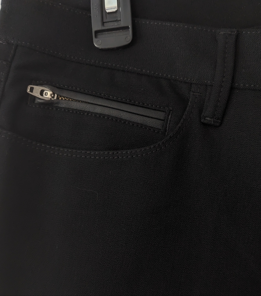 NWT Pants Leather TRIM (Faux) Banana Republic Black Stretch Trousers - Picture 3 of 9